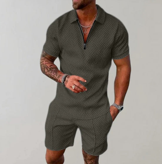 Herren 2-teiliges Set Baroque-Print Kurzarm-Top & Shorts Polyester 48 Varianten | Men's 2-Piece Baroque Print Set Short-Sleeve Top & Shorts 48 Styles