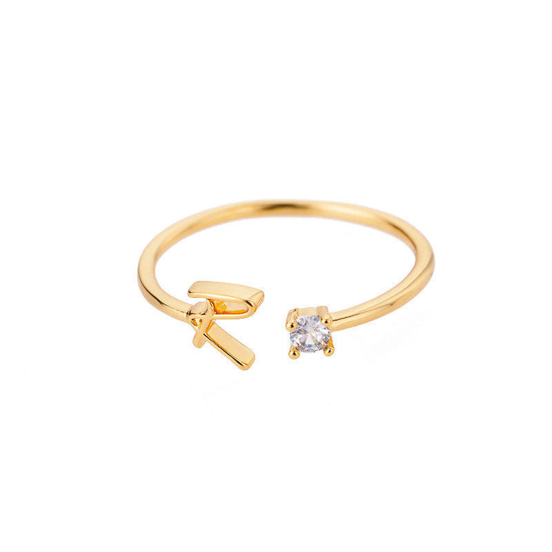 Alphabet Letter Ring Gold Plated Zinc Alloy Jewelry