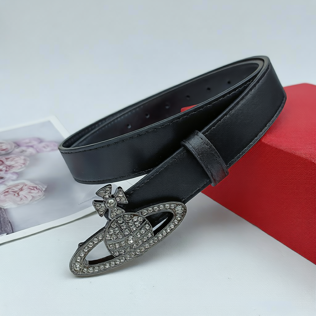 Rhinestone Buckle Genuine Leather Belt for Women