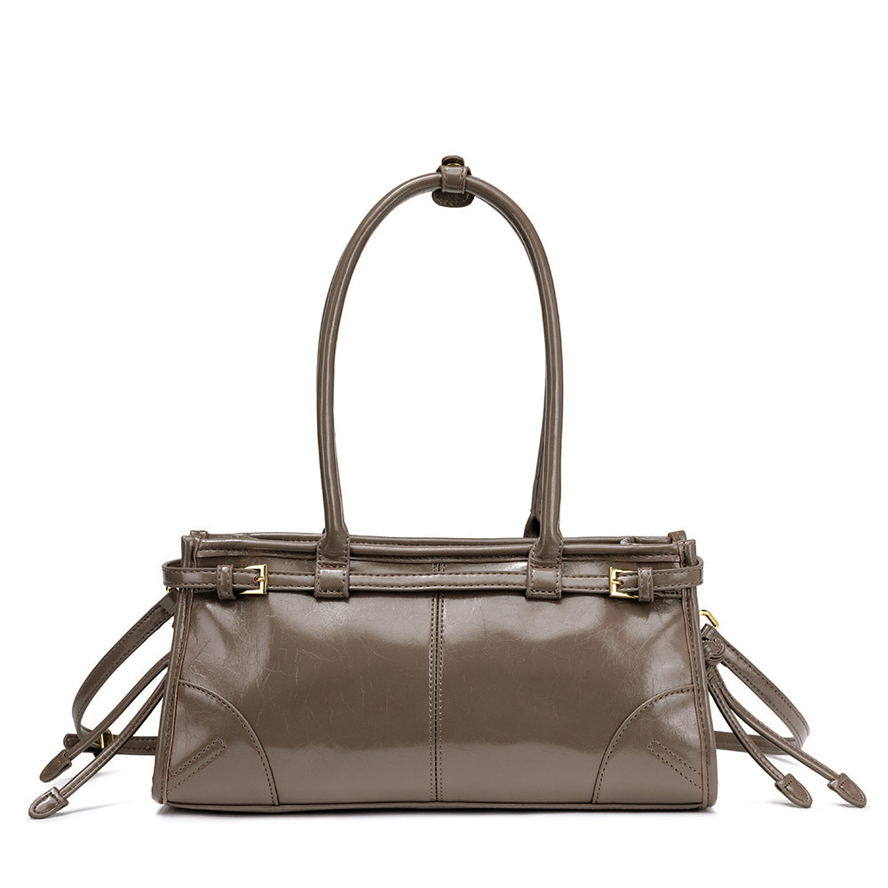Women Retro Oil Wax Leather Tote Bag