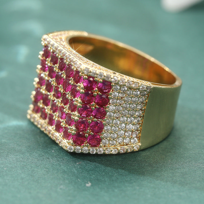 Retro Synthetic Ruby Gold Plated Ring