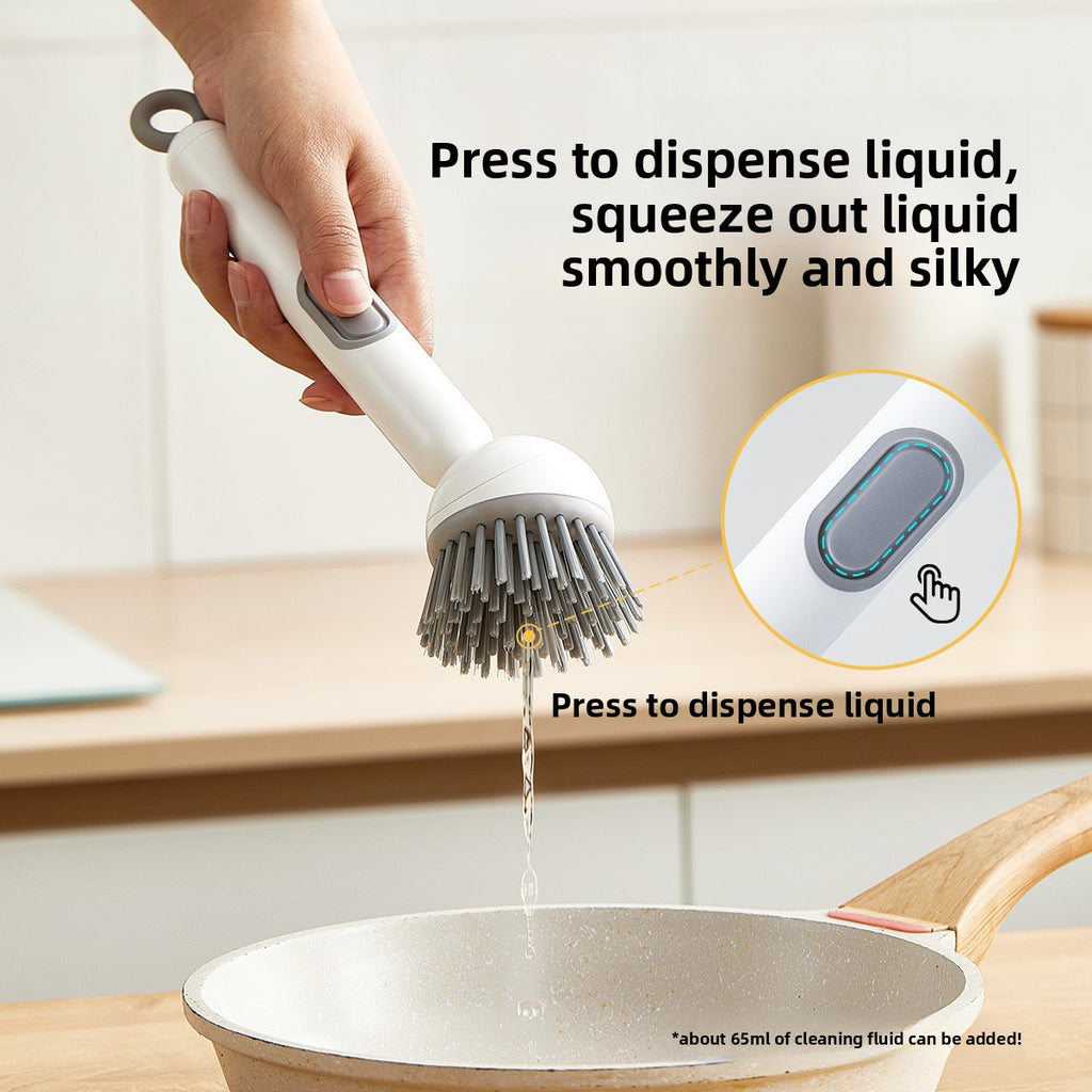 Long Handle Rotating Pot Brush with Liquid Dispenser