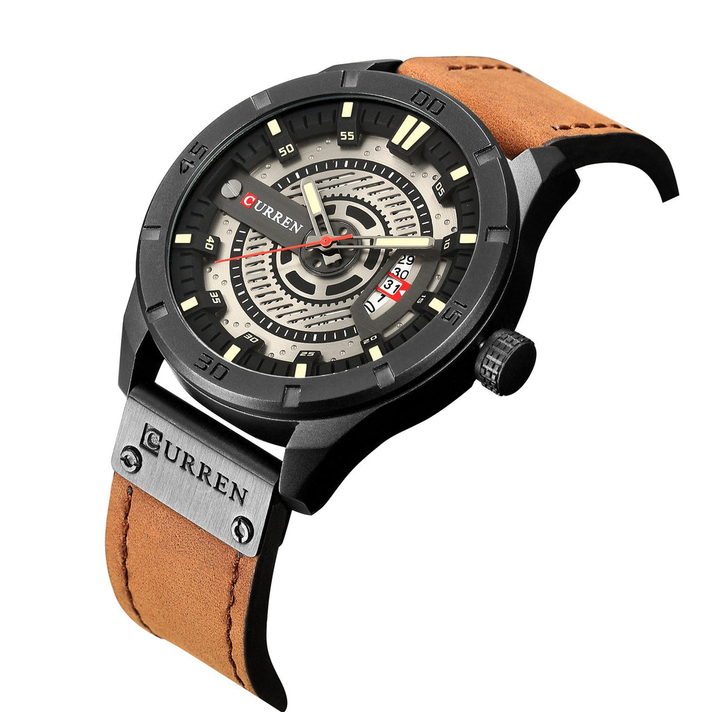 Montre Curren Homme Bracelet en Cuir avec Calendrier