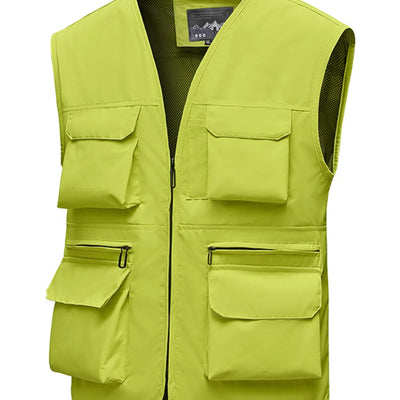 Men's Full Size Multi-Pocket Zip Up Vest Plus Size