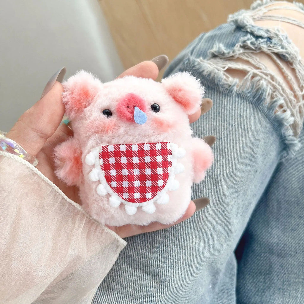 Cute Pig Plush Silicone Earphone Case