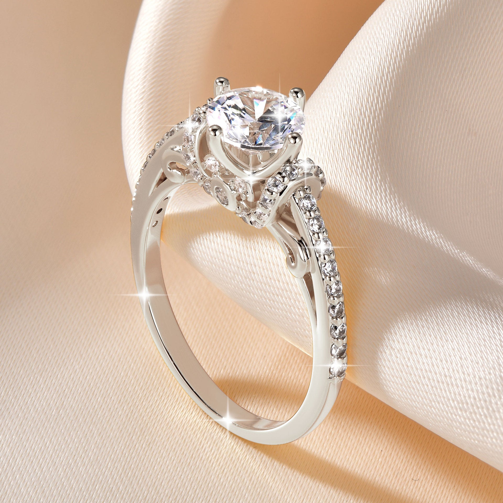 Elegant 14K Gold Plated Moissanite Ring