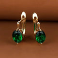 Oval Emerald Gold Plated Earrings