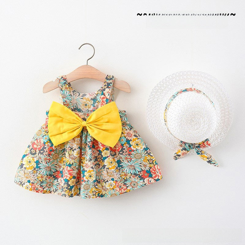 Girls Floral Summer Dress with Hat