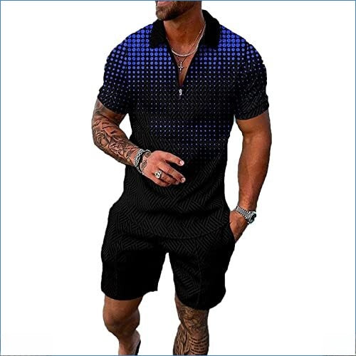 Herren 2-teiliges Set Baroque-Print Kurzarm-Top & Shorts Polyester 48 Varianten | Men's 2-Piece Baroque Print Set Short-Sleeve Top & Shorts 48 Styles