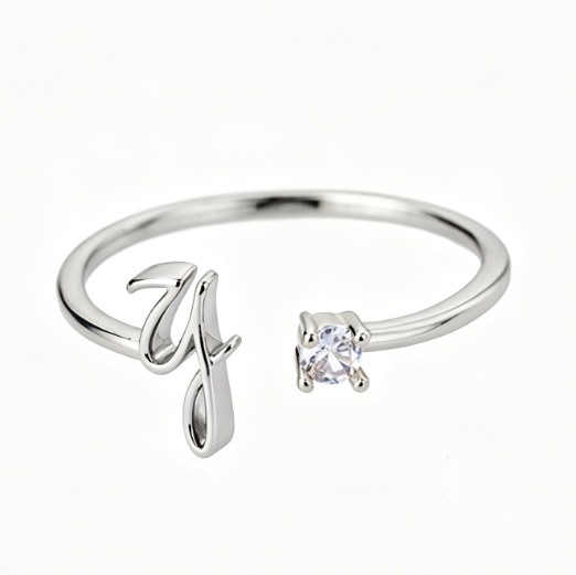 Alphabet Letter Ring Gold Plated Zinc Alloy Jewelry