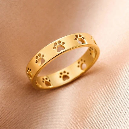 Stainless Steel Gold Plated Cat Claw Hollow Ring