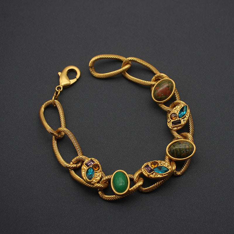 Vintage Gold Plated Gemstone Bracelet