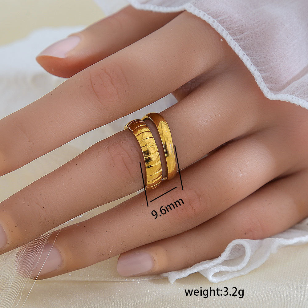 Stainless Steel Gold Plated Leaf Ring