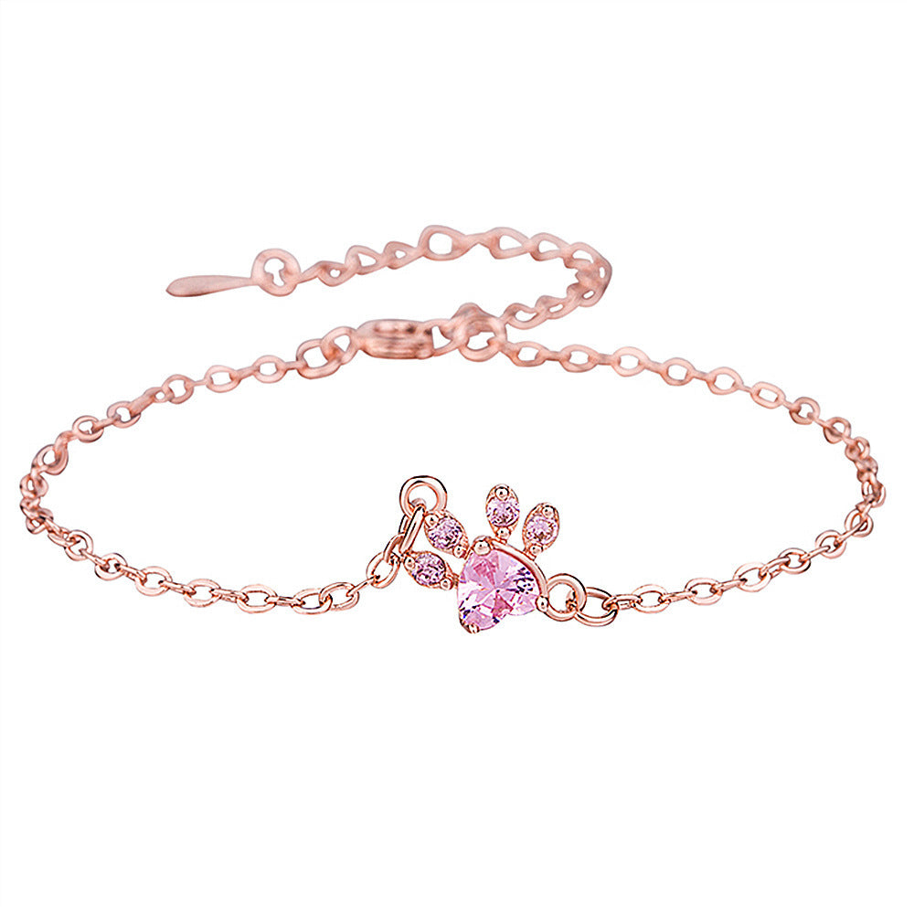 Rose Gold Silver Geometric Footprint Bracelet