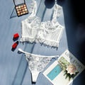 Sheer Embroidered Lace Suspender Intimates