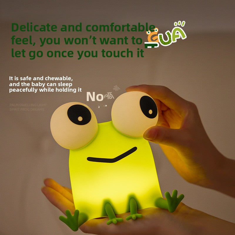 Silicone Night Light in the Shape of a Little Frog ? New Tap-Activated Lamp