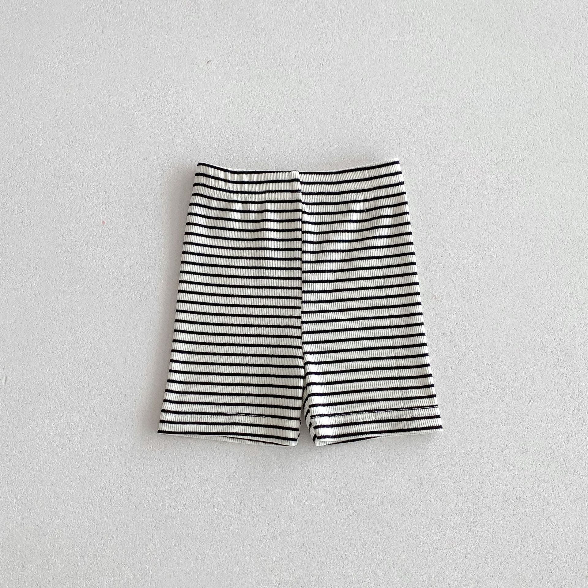 Childrens Striped Elastic Leggings Shorts