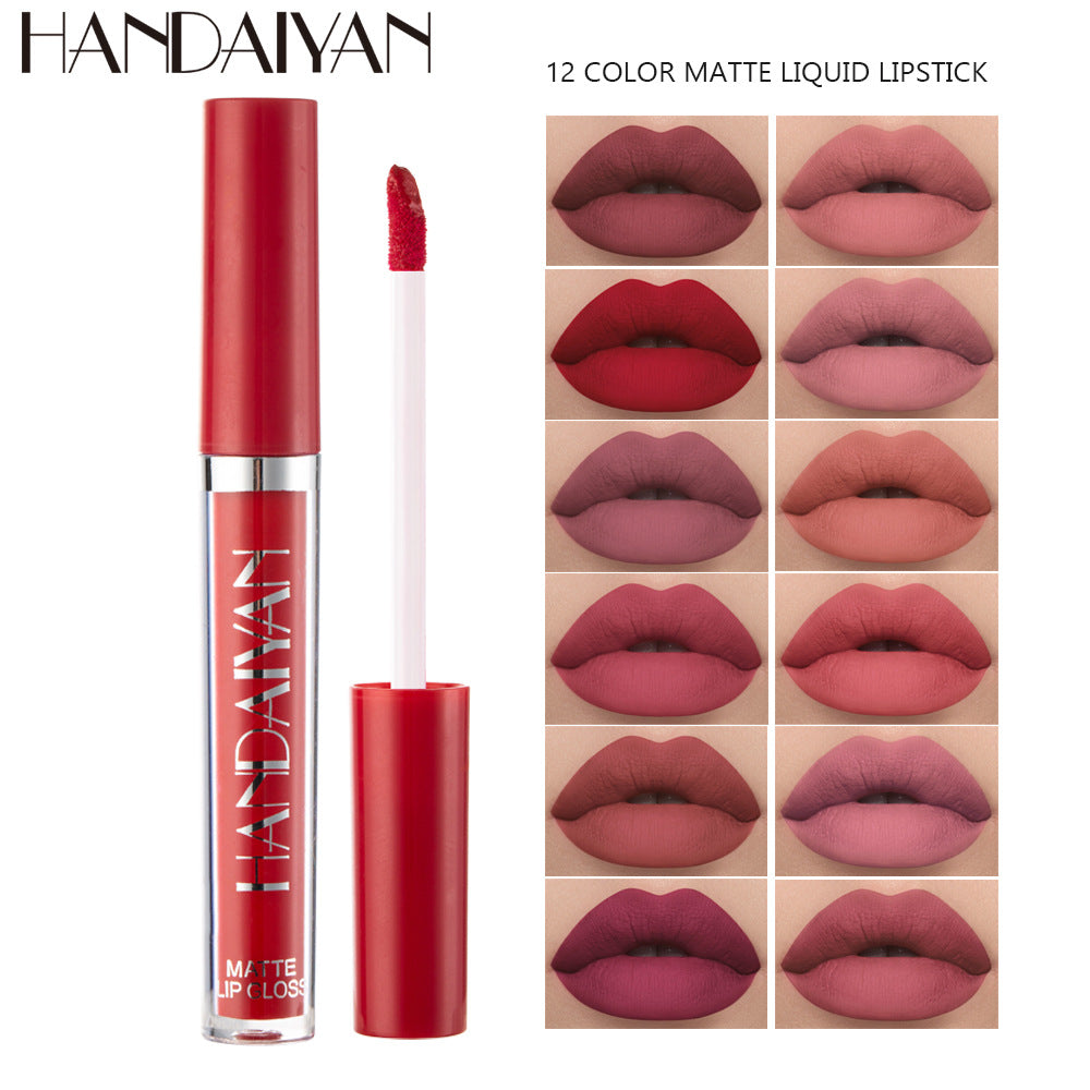 12-Farben Matter Lip Glaze Flüssiger Lippenstift wasserfest langanhaltend | 12-Color Matte Lip Glaze Liquid Lipstick Waterproof Long-Lasting