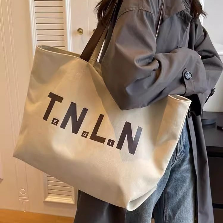 Shoulder Bag women's large capacity canvas handbag student fashion all-match commuter make-up bag