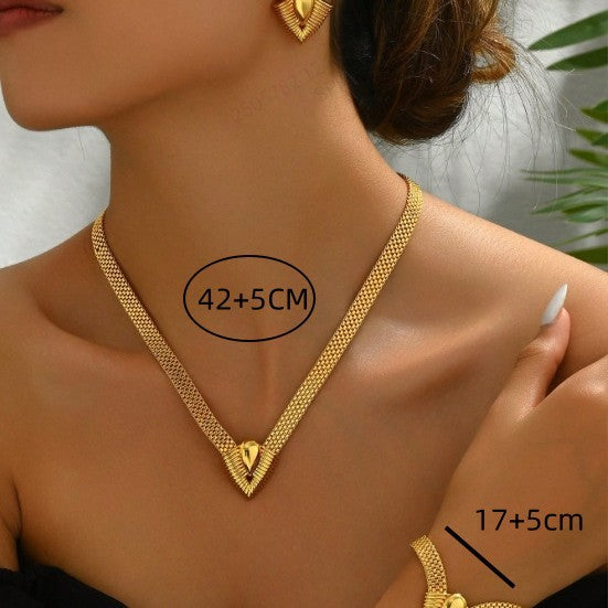 Minimalist Gold Jewelry with Chain Necklace Bracelet Earrings