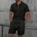 Herren Polo-Sport-Set Waffelstruktur Top & Shorts M–3XL | Men's Waffle Texture Lapel Polo Sport Set Top & Shorts M–3XL