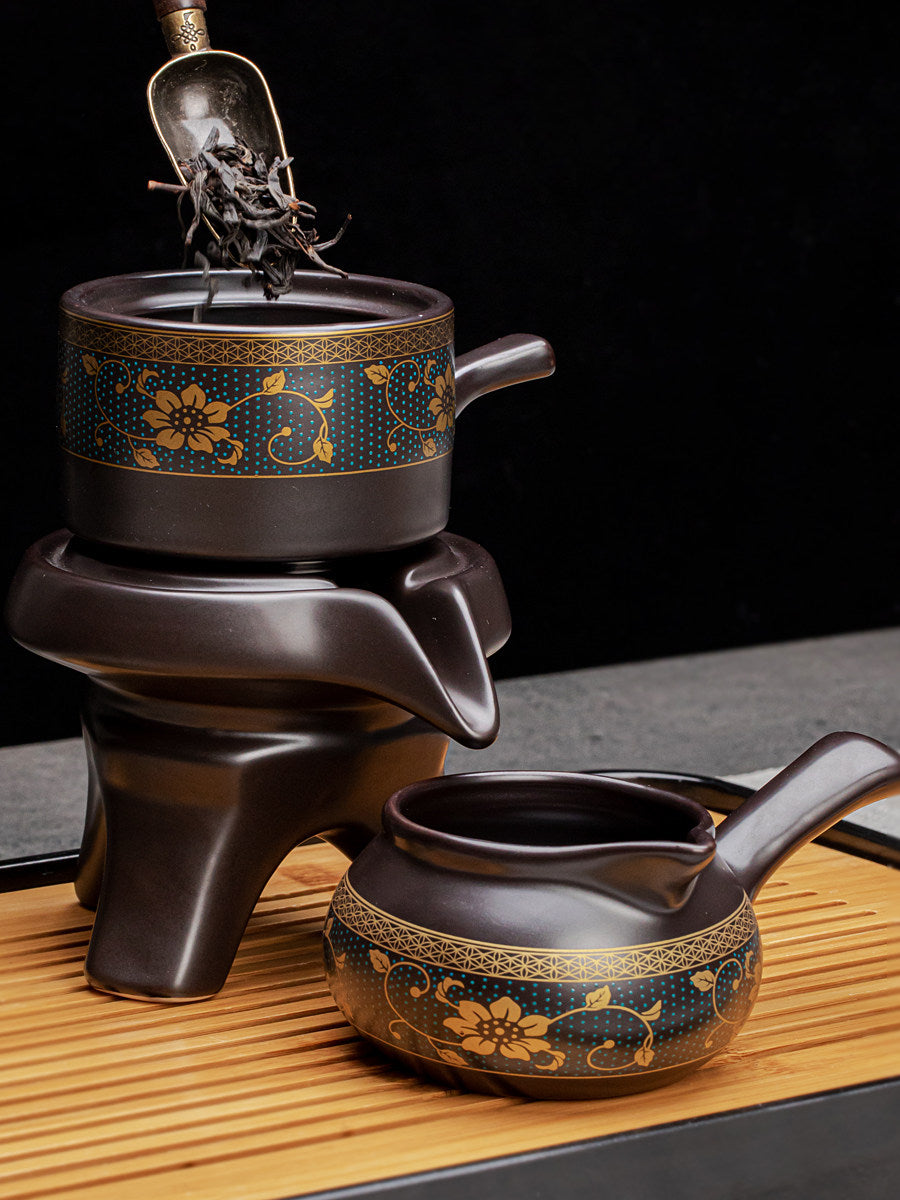 Automatic Graphite Tea Set with Rotating Brewing Teapot