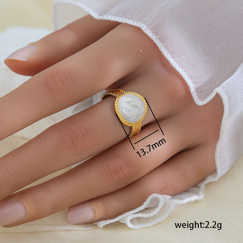 Stainless Steel Gold Plated Leaf Ring