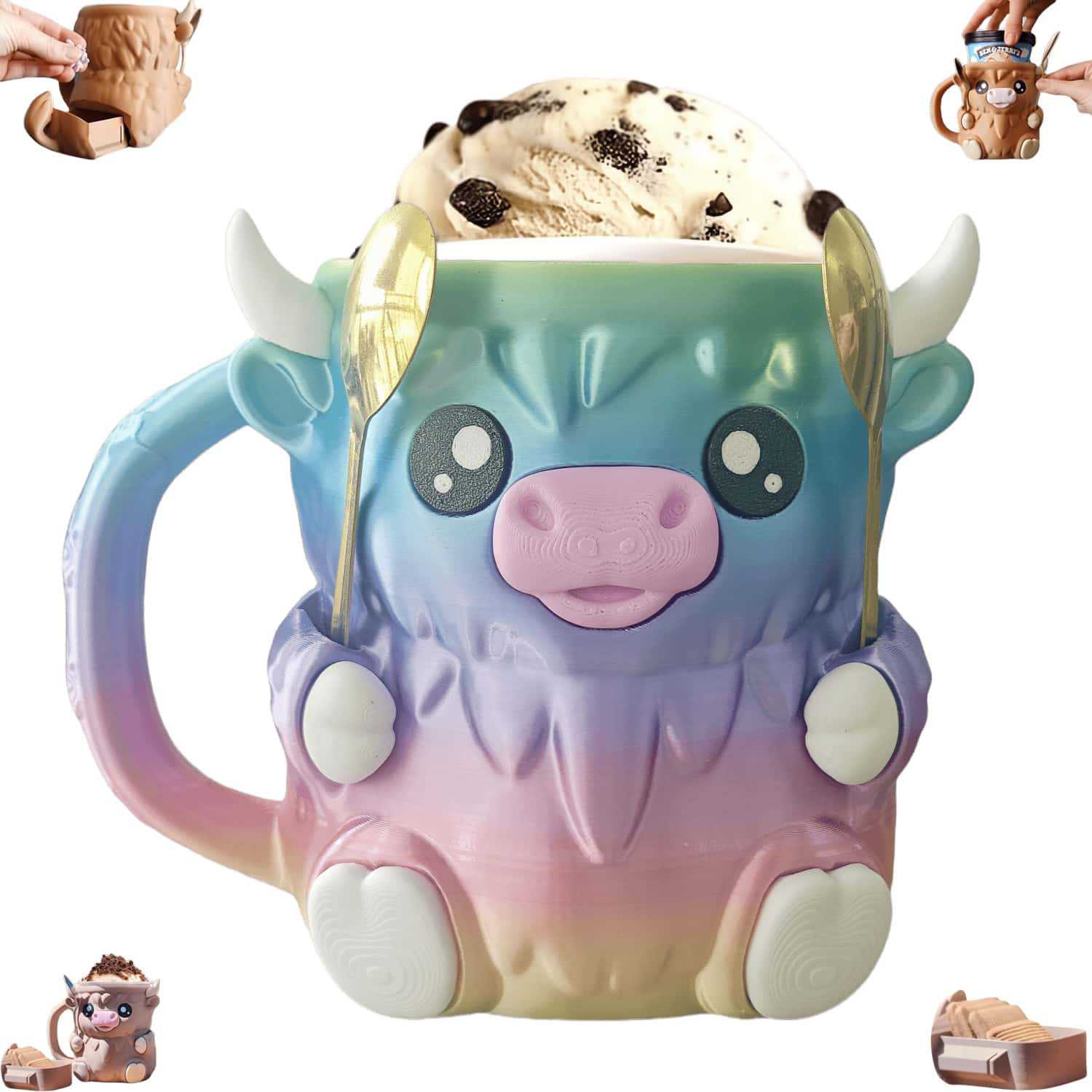 Highland Cow Ice Cream Pint Holder Decorative Pint Stand