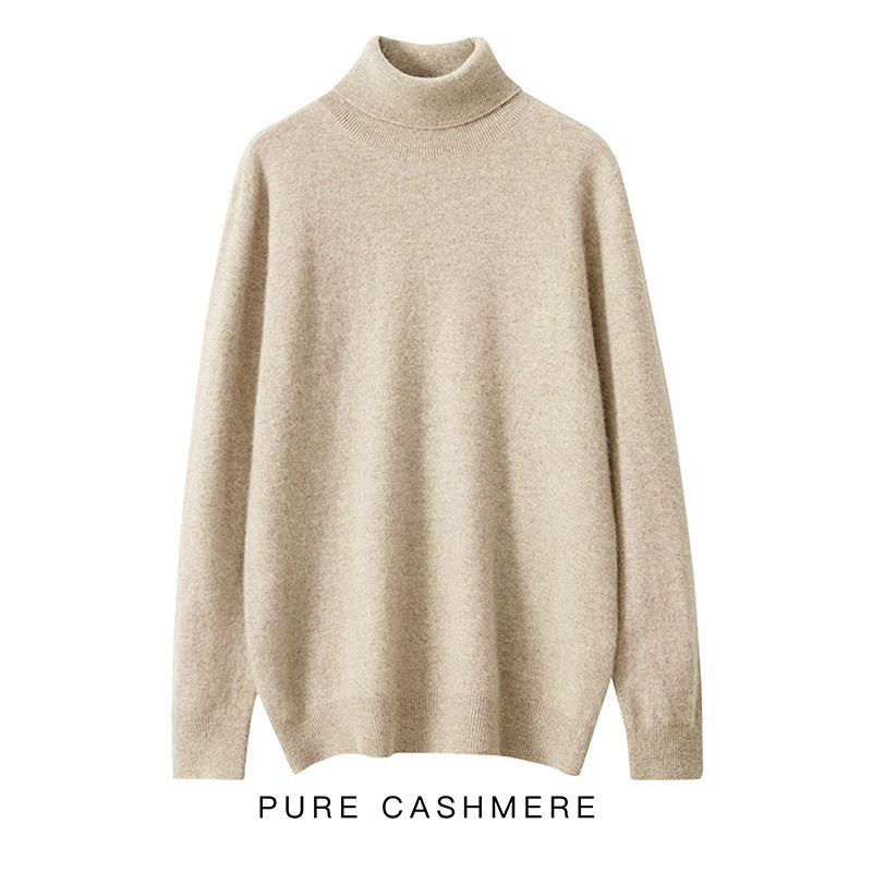 High Neck Pure Wool Sweater Men Pullover Knitted Casual