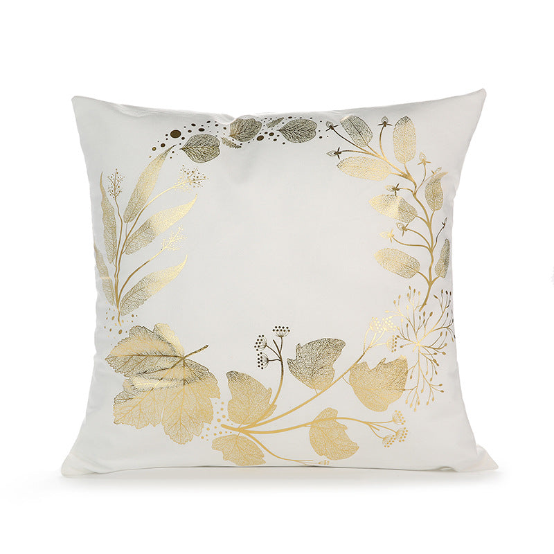 Gold-stamped throw pillow cover