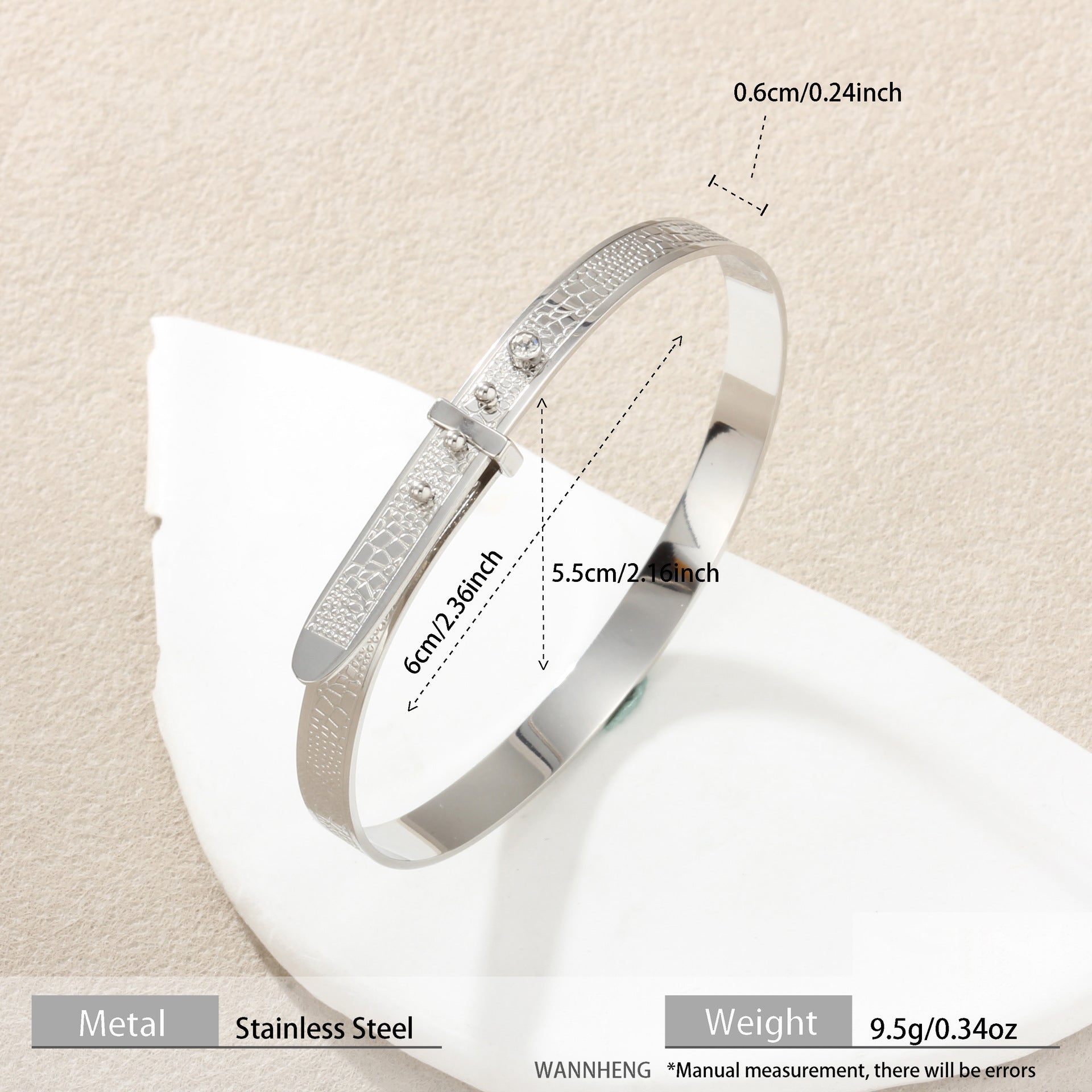 Cross-Border New Style Textured Adjustable Diamond-Encrusted Gold-Plated Titanium Steel Bracelet Ring Simple Stainless Steel Hand Jewelry