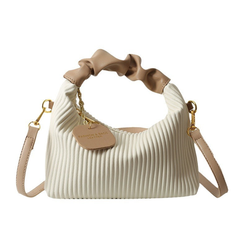Textured vertical stripe handbag 2025 new niche design shoulder messenger bag foreign style all-match bag women's wholesale