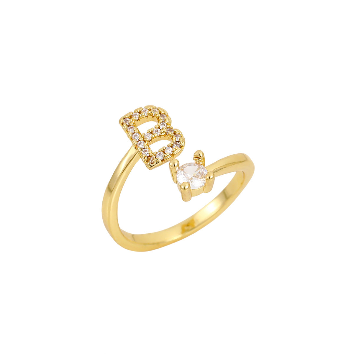 Gold Plated Letter Initial Open Rings