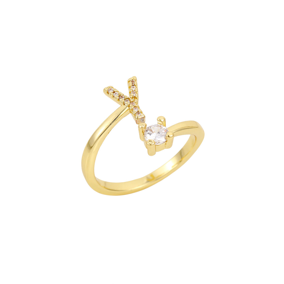 Gold Plated Letter Initial Open Rings
