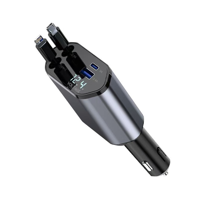 Four-in-one mobile phone charger telescopic cable