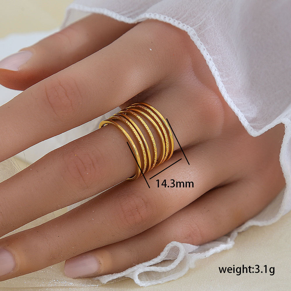 Stainless Steel Gold Plated Leaf Ring
