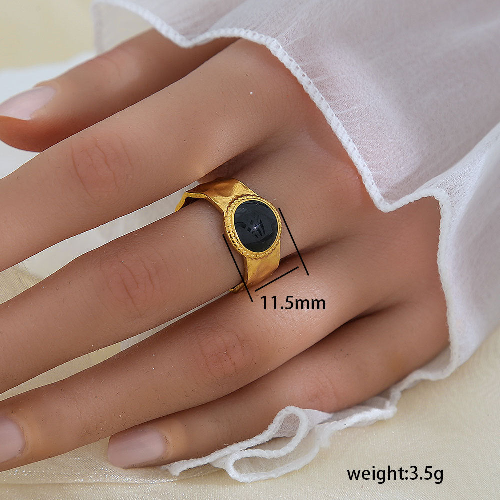 Stainless Steel Gold Plated Leaf Ring