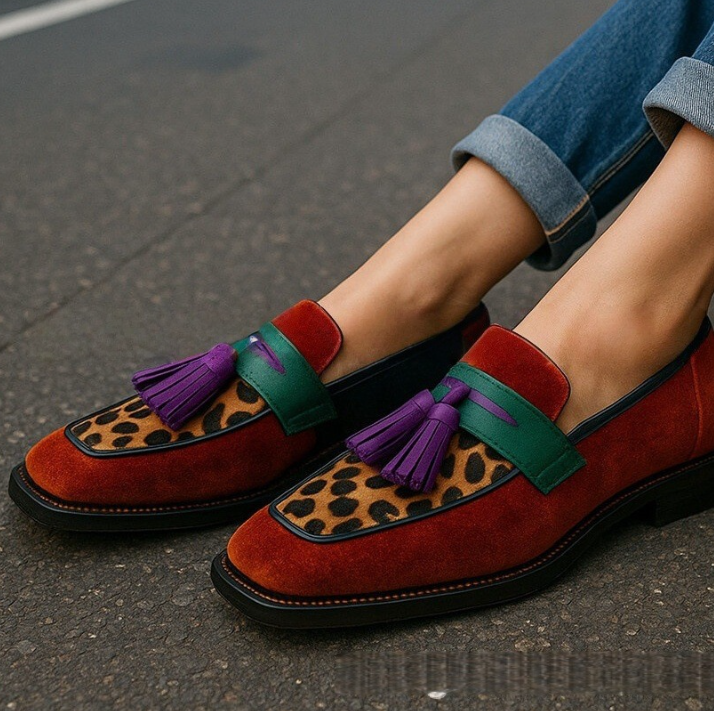 Women Leopard Print Tassel Flat Shoes