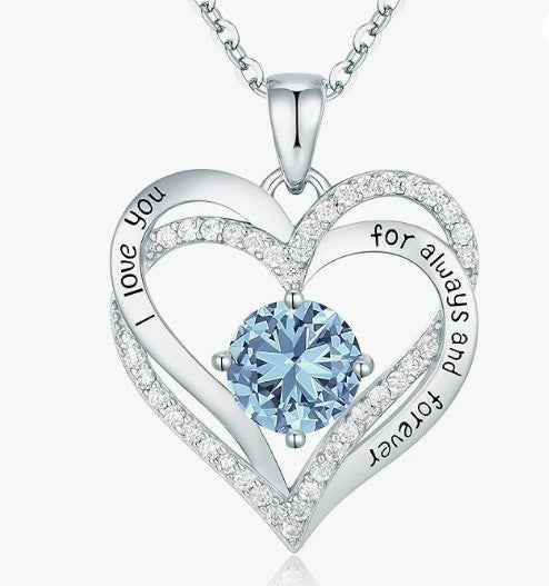 Heart Birthstone Necklace Rose Gold