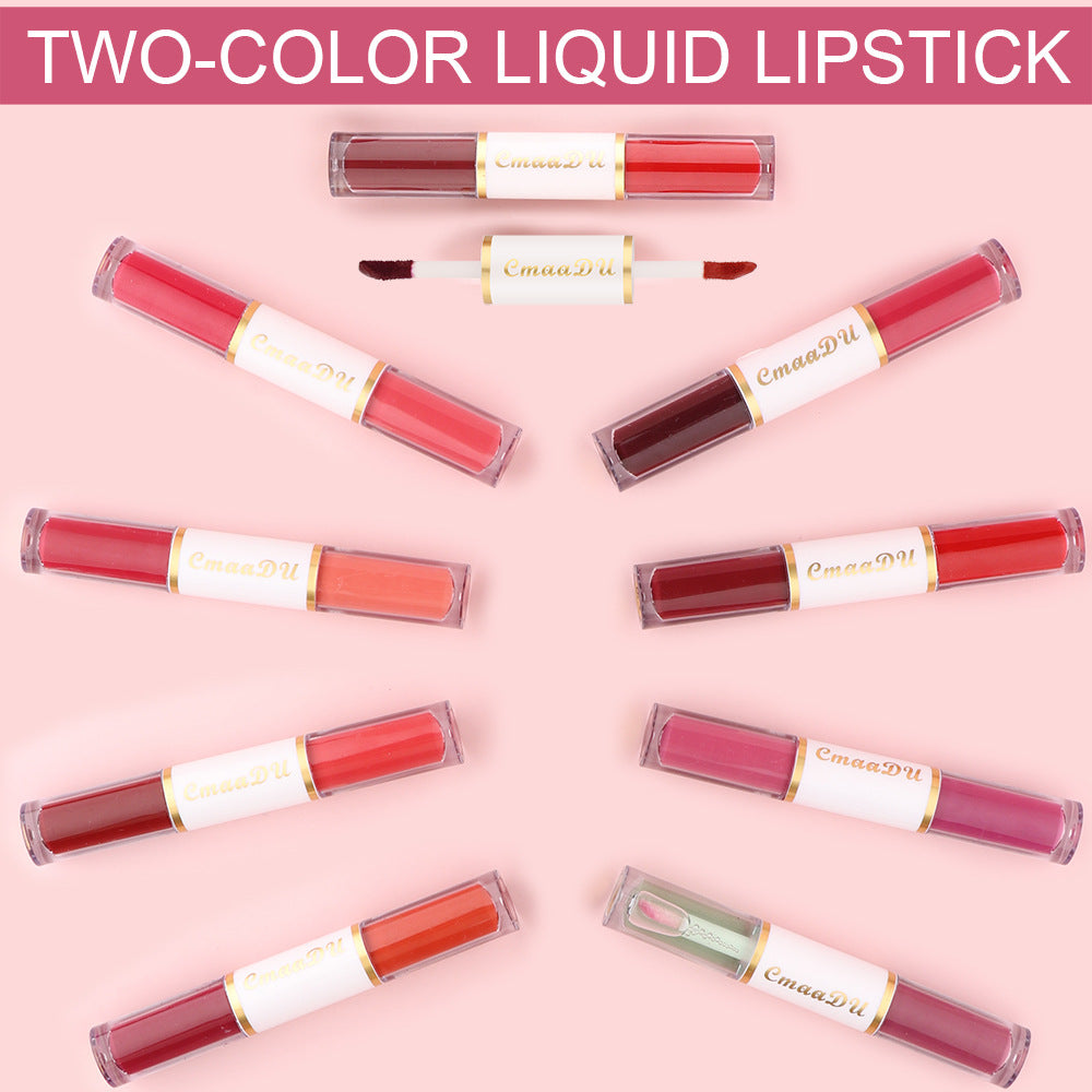 Double-Ended Matte Lipstick Long-Lasting Lip Gloss