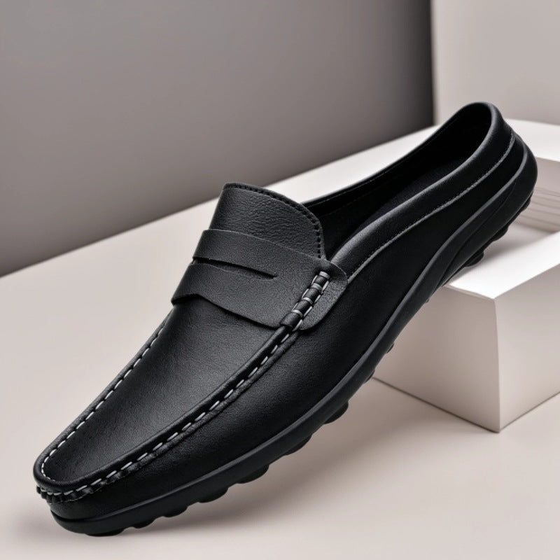 Mens Casual Slip-On Leather Slippers