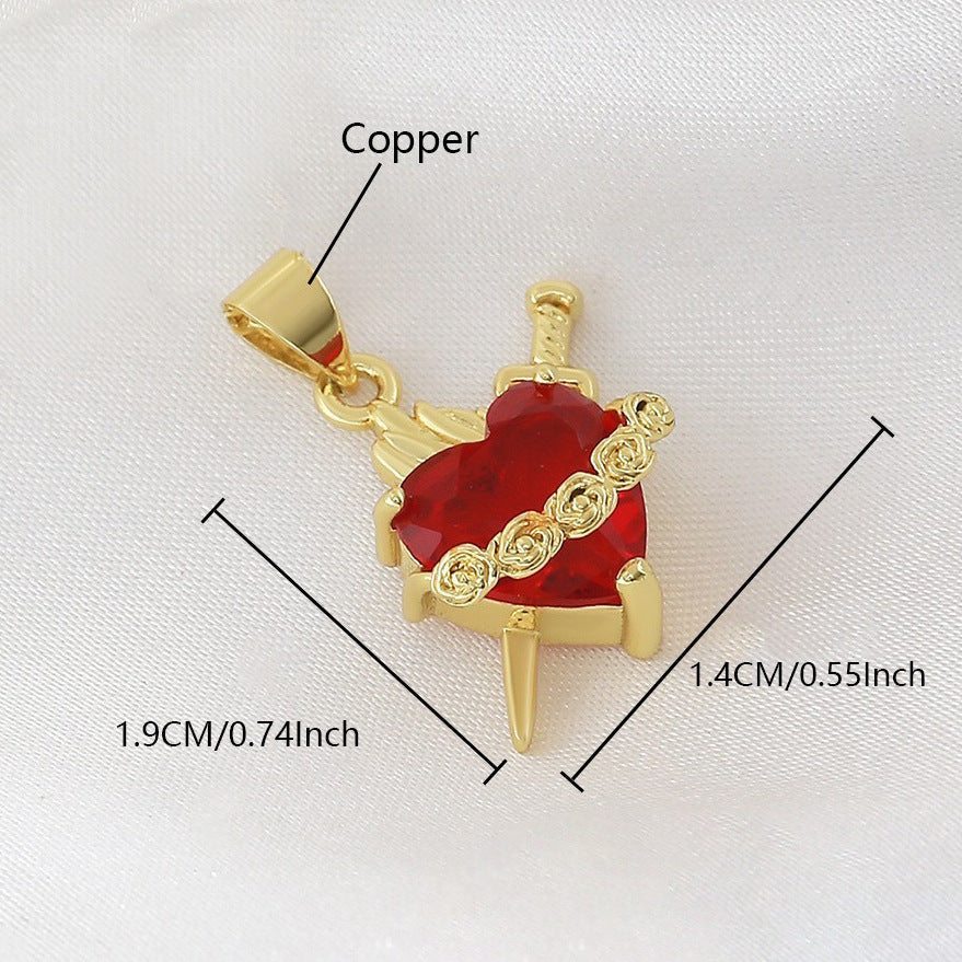 Gold Plated Heart Cross Pendant