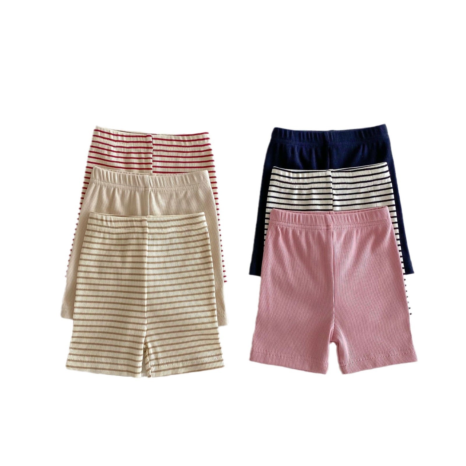 Childrens Striped Elastic Leggings Shorts
