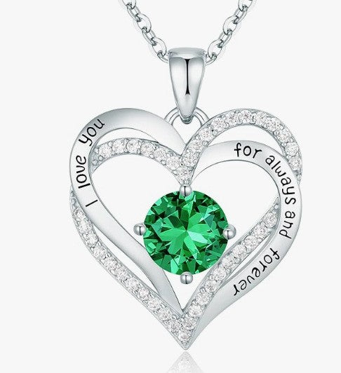Heart Birthstone Necklace Rose Gold