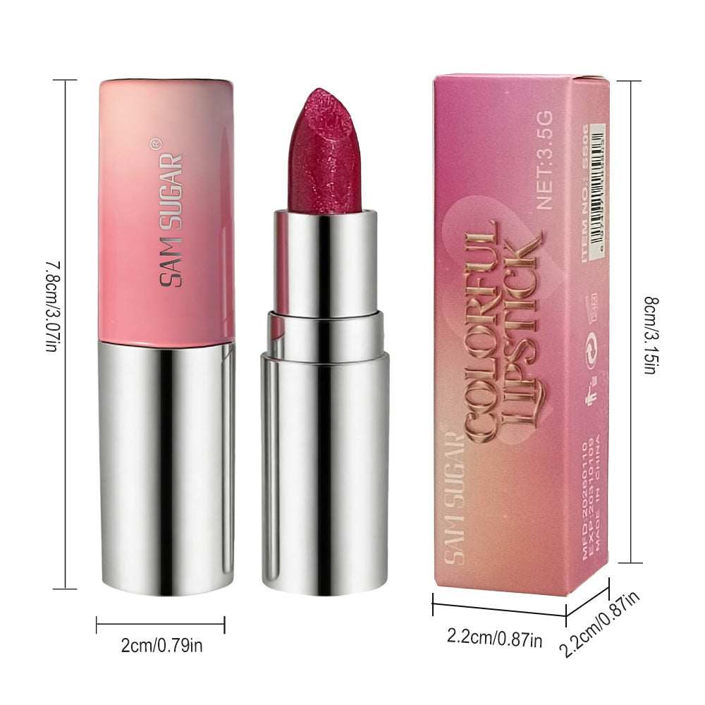 6-Color Gradient Pearly Lipstick with Fine Shimmer