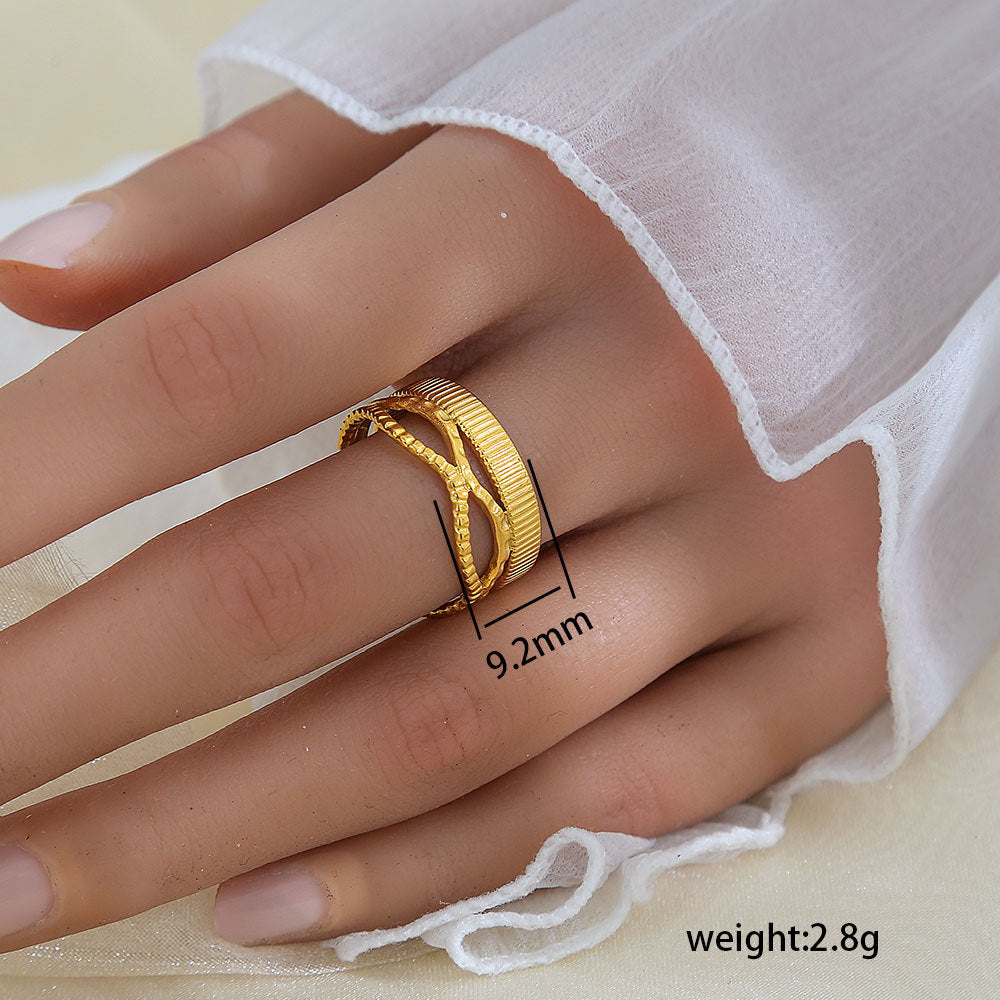 Stainless Steel Gold Plated Leaf Ring