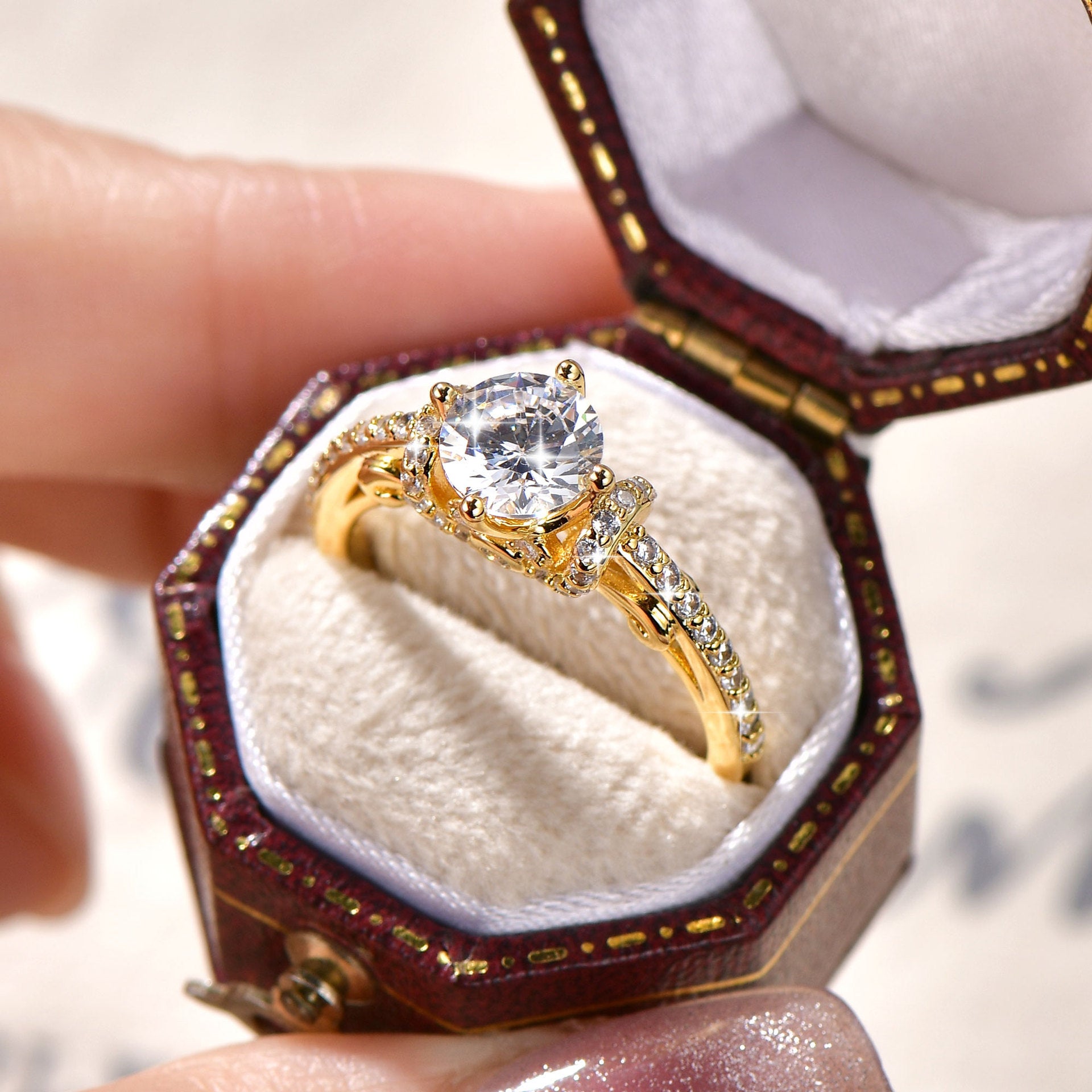 Elegant 14K Gold Plated Moissanite Ring