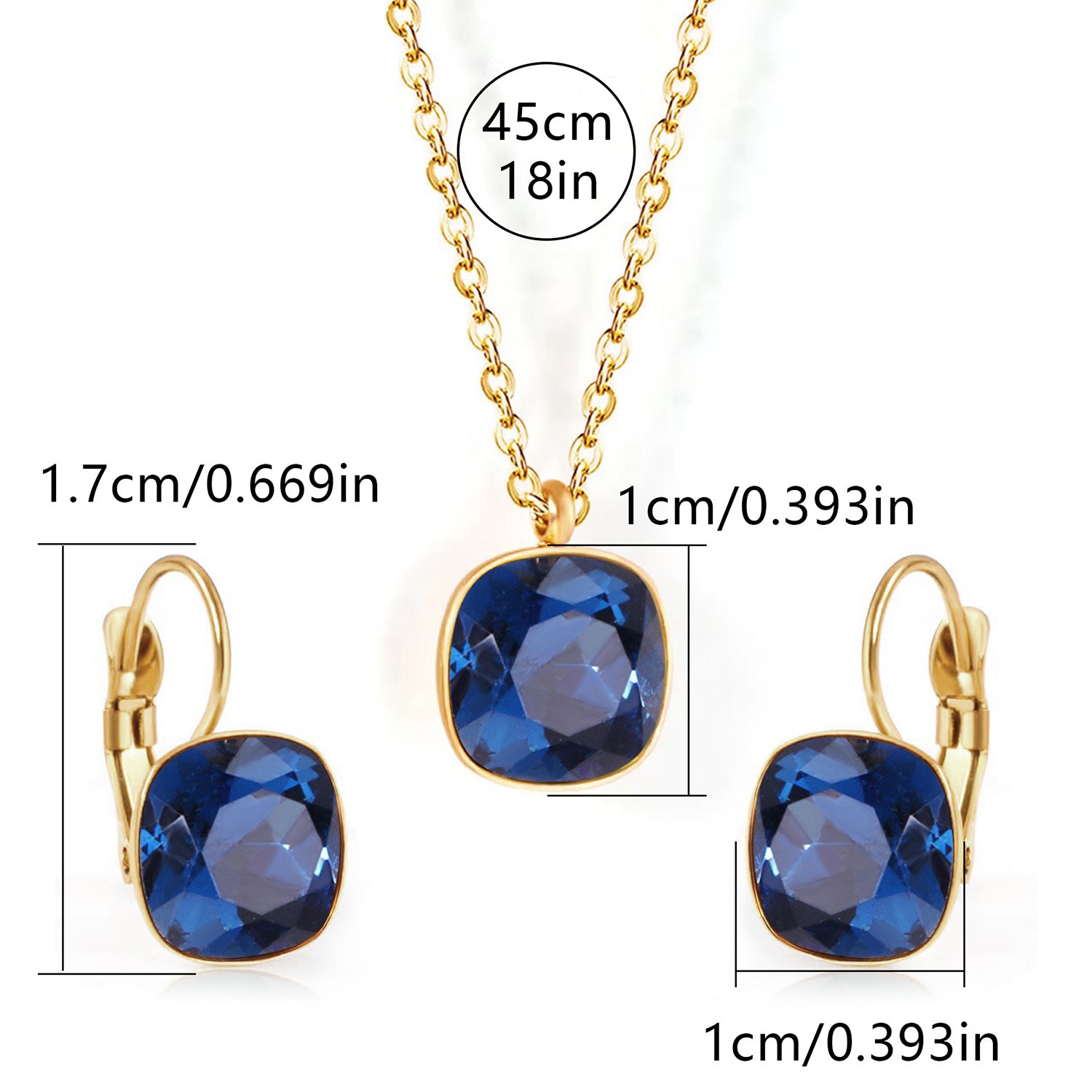 Square Zircon Jewelry with Gold Plated Finish