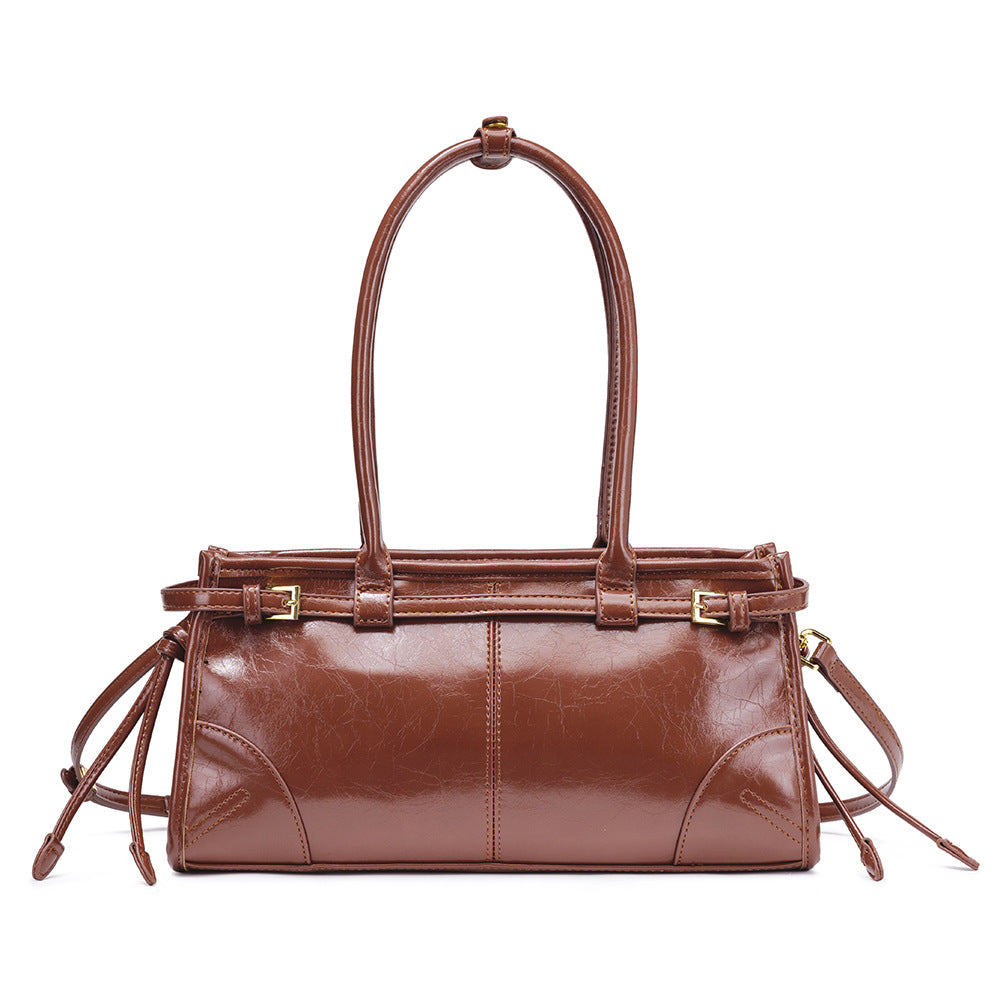 Women Retro Oil Wax Leather Tote Bag