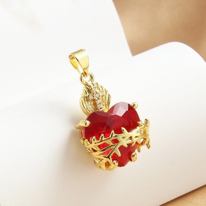 Gold Plated Heart Cross Pendant